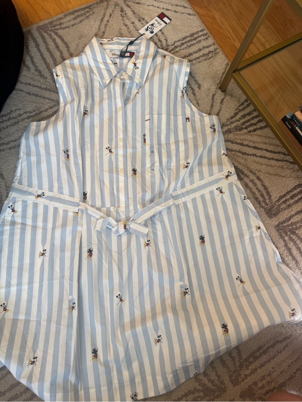 Disney x Tommy Hilfiger Sleeveless Striped Shirt Dress - Light Blue & White